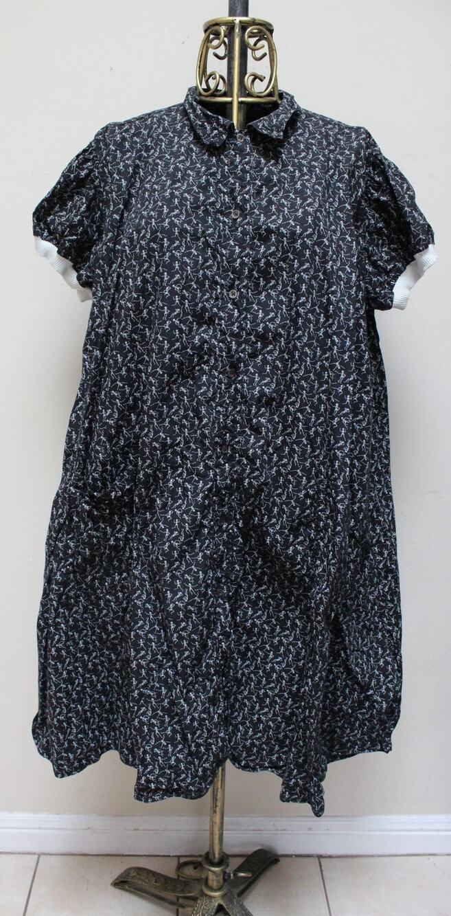 Junior Gaultier Black Spooky Skeleton Oversized Trapeze Dress Size Large